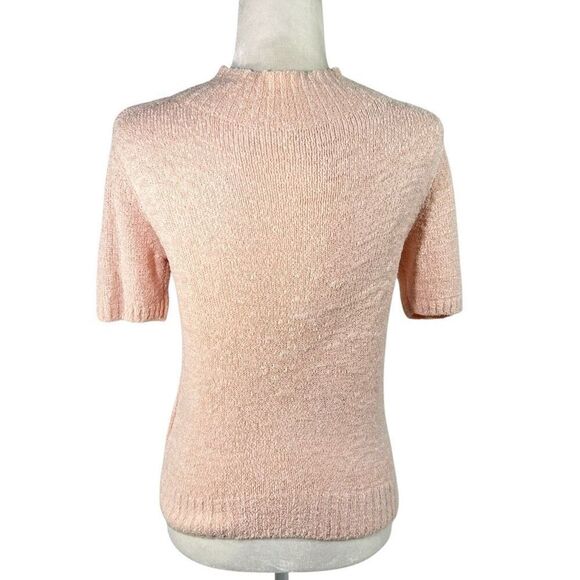 Lanvin Collection Luxury Silk Blend Short Sleeve Boucle Knit Sweater Small 6-8 P - Picture 5 of 13